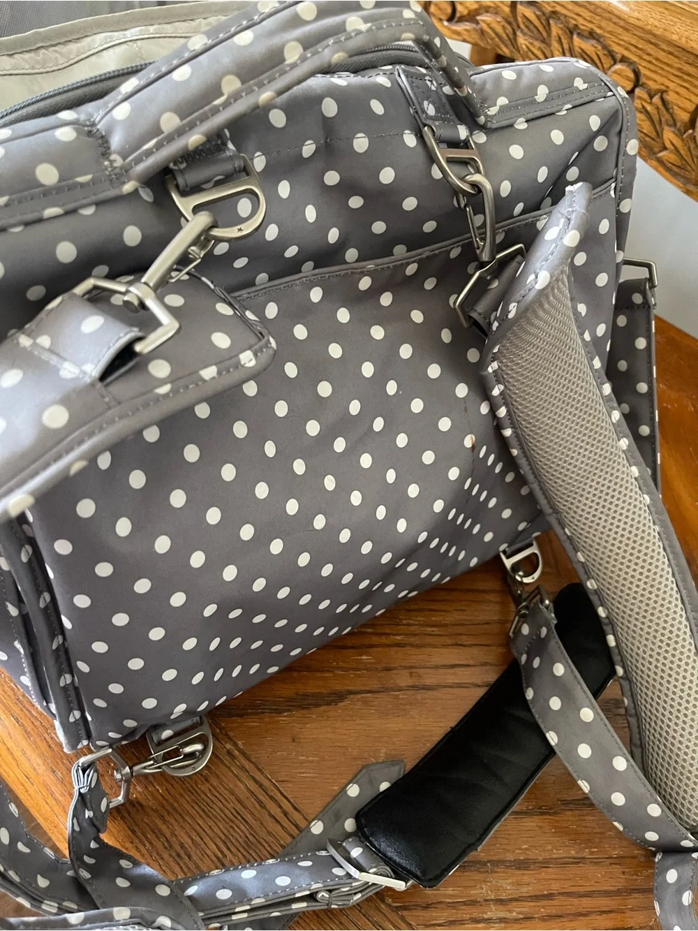 Ju-Ju-Be Gray with White Polka Dots Baby Bag